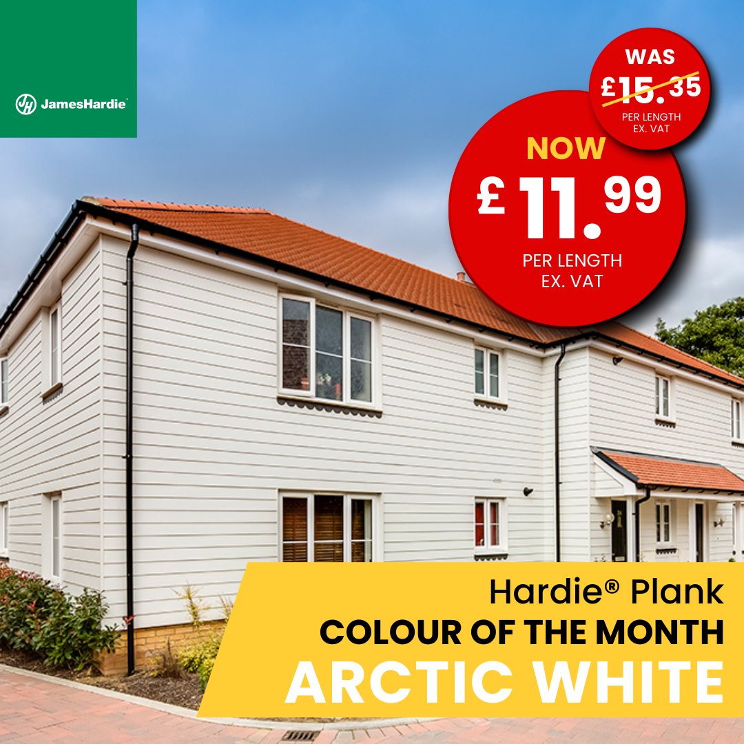 🏡 Colour of the Month: Arctic White! 🏡

Transform your home's exterior with the timeless elegance of Hardie® Plank in Arctic White. 

Now just £11.99 per length (ex. VAT) – down from £15.35!

Shop here: pgrtimber.co.uk/product/hardie…