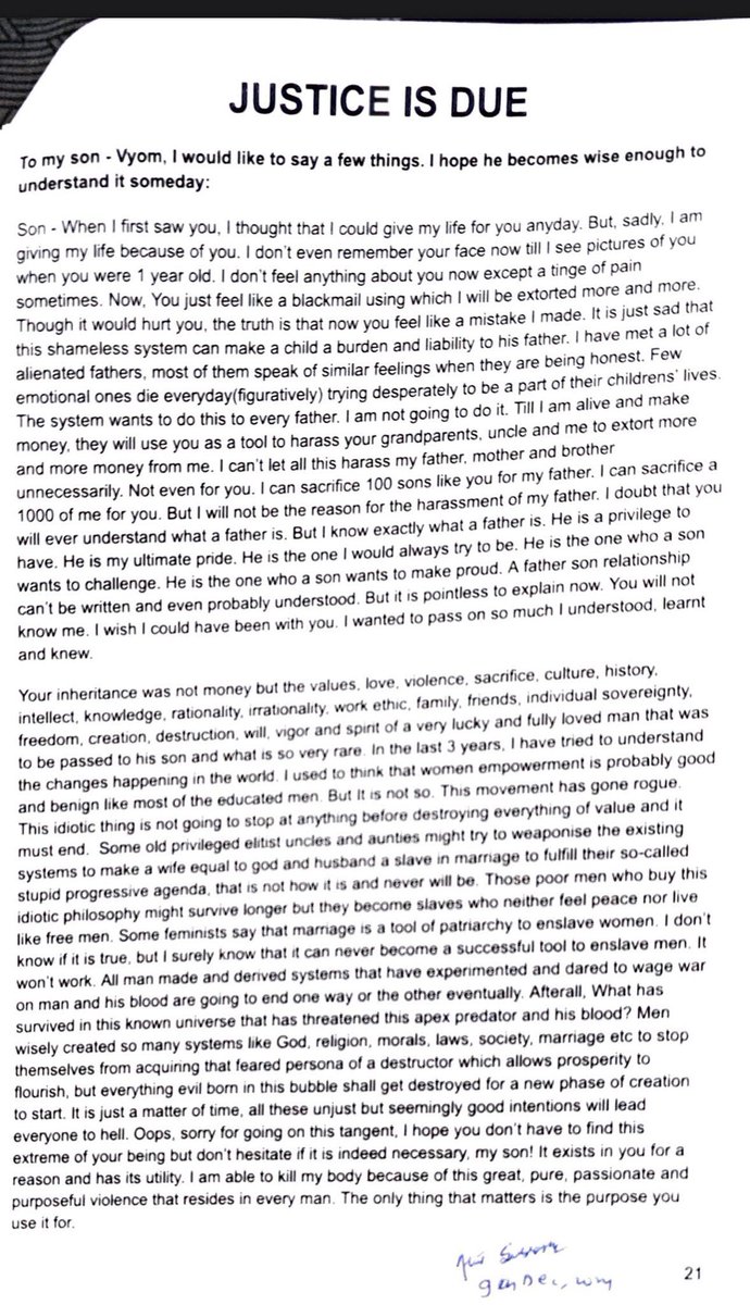 SumonChakraVIEW's tweet photo. Atul Subhash committed suicide 
And he left a letter for his son

Will there be action against his wife Nikita Singhania who drove him towards suicide?

And the judge, she kept laughing 

Don’t grow up to become #NikitaSinghania 
#JusticeForAtulSubhash https://t.co/kw2vfInoqT
