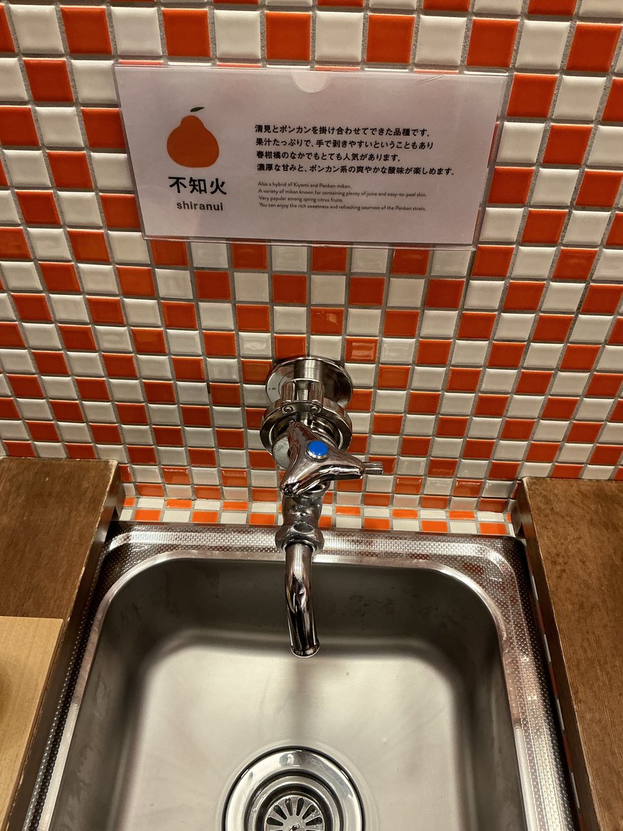 _fromage's tweet photo. 愛媛県松山市　伊織本店
蛇口みかんジュース3種飲み比べ　伊予柑、不知火、温州
20240814

#ふろまごはん https://t.co/zTlEJ1IRdS