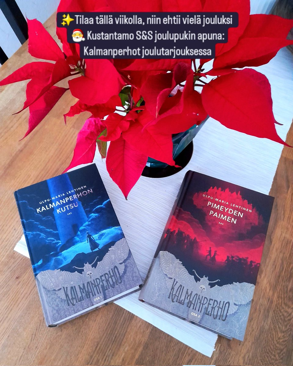 Joululahja fantasian ystävälle haussa? Kalmanperho-trilogia on mysteeri/seikkailufantasiaa historiavaikutteisessa toisessa maailmassa. Joulutarjoukset täällä:
kustantamo.sets.fi/series/kalmanp…
Leppoisaa joulutohinaa itse kullekin säädylle! ❤🎅
#joululahjakirja #joulu2024