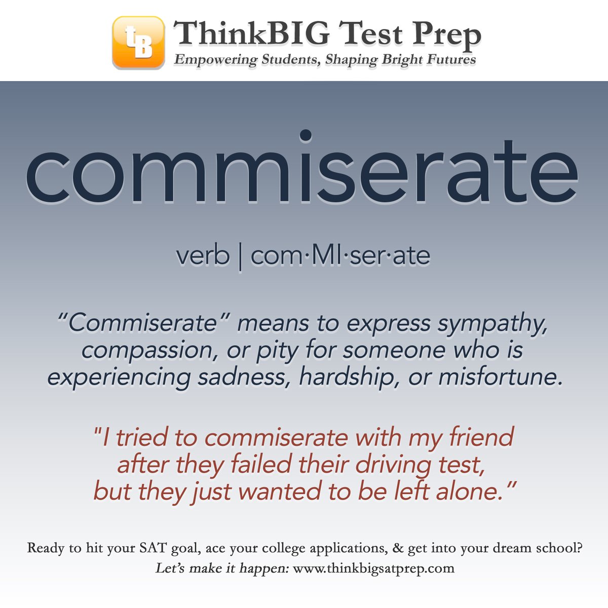 thinkbigsatprep's tweet photo. 💡 Want to boost your SAT score?

Here’s a frequently used SAT vocab word to get you started—but let’s be honest, there’s more to crushing the SAT than just memorizing words.

👉 Visit https://t.co/UWzREXkzSp to get started today!

#SATPrep #ThinkBIGTestPrep https://t.co/sol0ZeqyeH