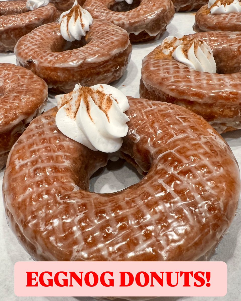 KanesDonuts's tweet photo. Have you tried our Eggnog Donut yet?? It certainly puts you in the spirit of the season! 🎄🍩❤️#kanesdonuts #eggnog #donuts #saugus #boston https://t.co/6UNZpBcI8Z