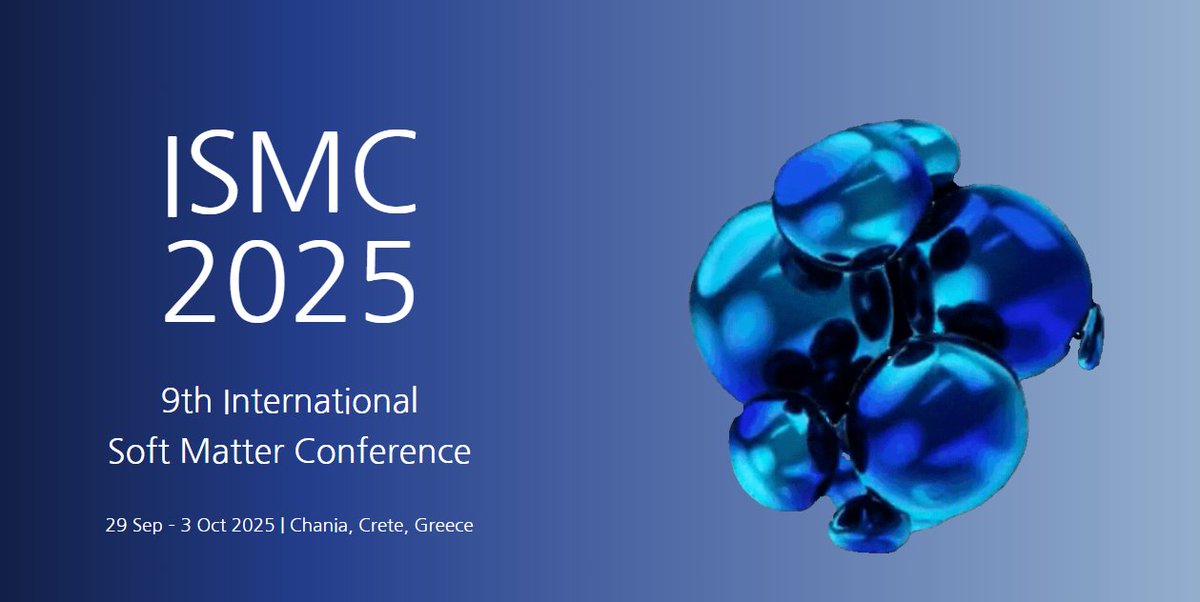 SoftCompNetwork's tweet image. The 9th International Soft Matter Conference 2025 will take place at Crete, Greece from the 29th of September to the 3rd of October 2025

The Abstract submission will open January 15th, 2025

Save the date!

👉ismc2025.org