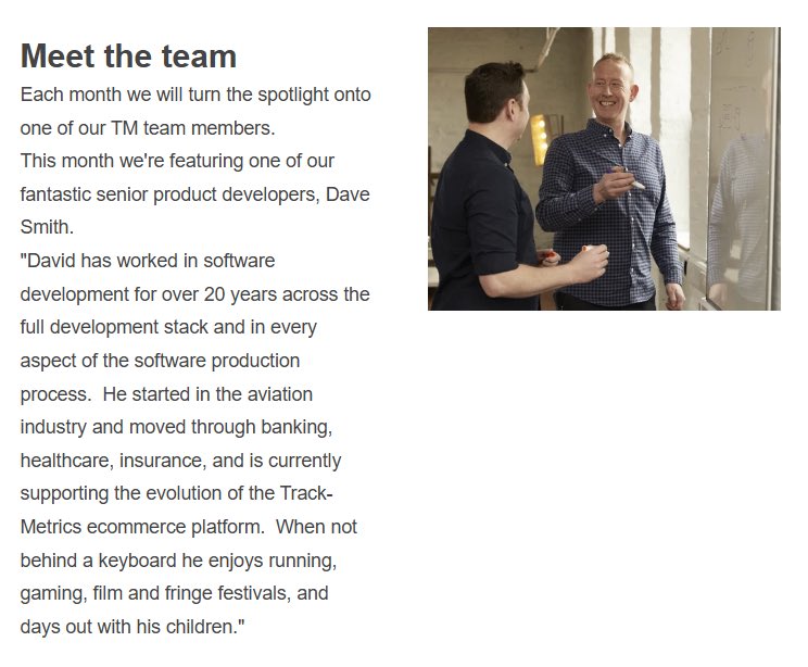 Meet the team ( a snippet from this month’s newsletter)