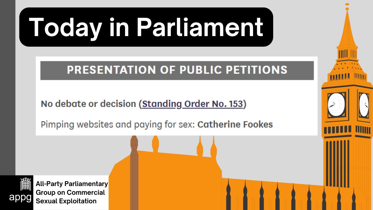 Today <a href="/CatherineFookes/">Catherine Fookes MP</a> MP will petition Parliament to end impunity for exploiters - by outlawing paying for sex &amp; pimping websites.  

The petition also calls for support, not sanctions, for victims of sexual exploitation. #16Days