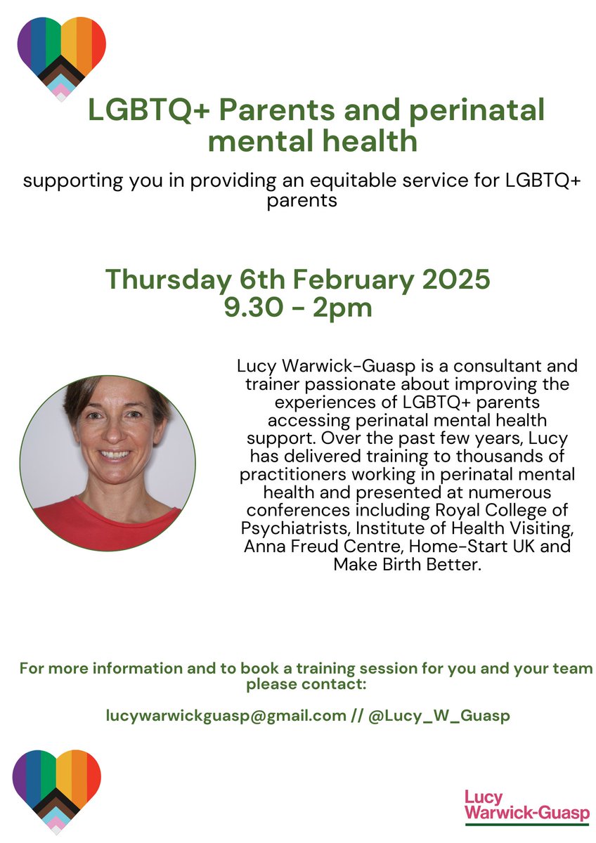 Would you like to ensure your #PNMH service is more inclusive and accessible to LGBTQ+ parents? 🌈 Join my next training day on 6th February 2025! Contact me to book a place and for more information. #LGBTQ #LGBTQParents #TrainingDay #PNMH 🏳️‍⚧️🏳️‍🌈