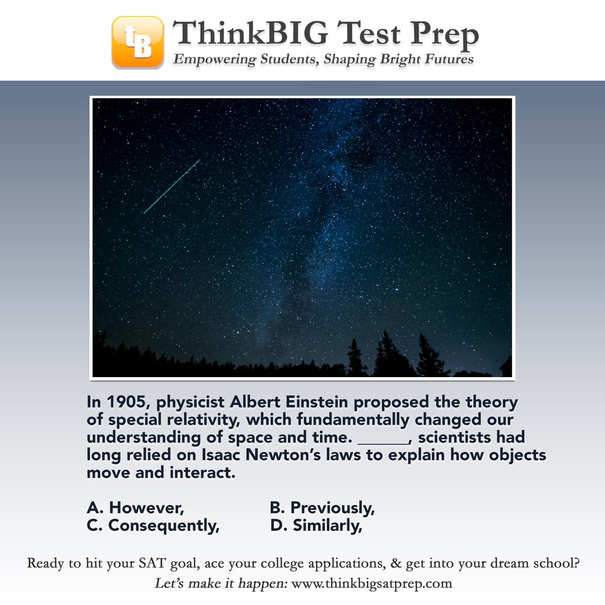 thinkbigsatprep's tweet photo. 🔥 Think You Can Solve This SAT Question? 🔥

👉 Ready to take the next step? Visit https://t.co/UWzREXk22R to learn more!

#SATPrep #ThinkBIGTestPrep #CollegeBound #TopScores #DreamBig https://t.co/TJaoGLSX5o