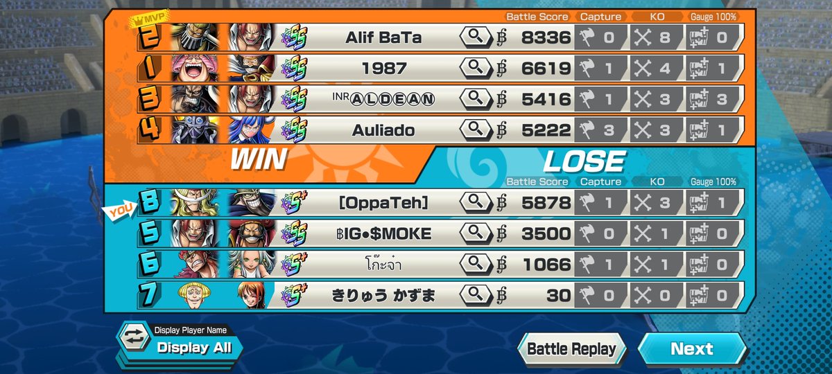 kurashiku's tweet photo. @OPBR_global seriously bandai?!!!! please please please fix your matchmaking!!! today i face 3 time SS tier team in a row... and look at my teammates... goddamn it!!! https://t.co/eTj77LsUgy