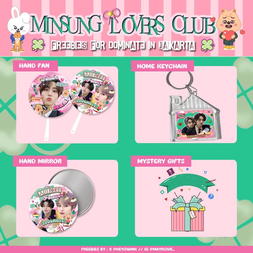༘˚⋆𐙚｡⋆MINSUNG LOVERS CLUB🩷💚
— freebies by <a href="/heyowink/">Ⓜ️yk</a> 

𐙚 mbf, like &amp; rt
𐙚 find me and say “hi mey!”
𐙚 secret rules (i’ll tell you later😉)
𐙚 kindly tag me on x / ig if you get it

🗓 21 Dec 2024
📍 Indonesia Arena
⏰ TBA

see yaa⭑.ᐟ ^• ˕ • ྀི
#dominATE_Jakarta