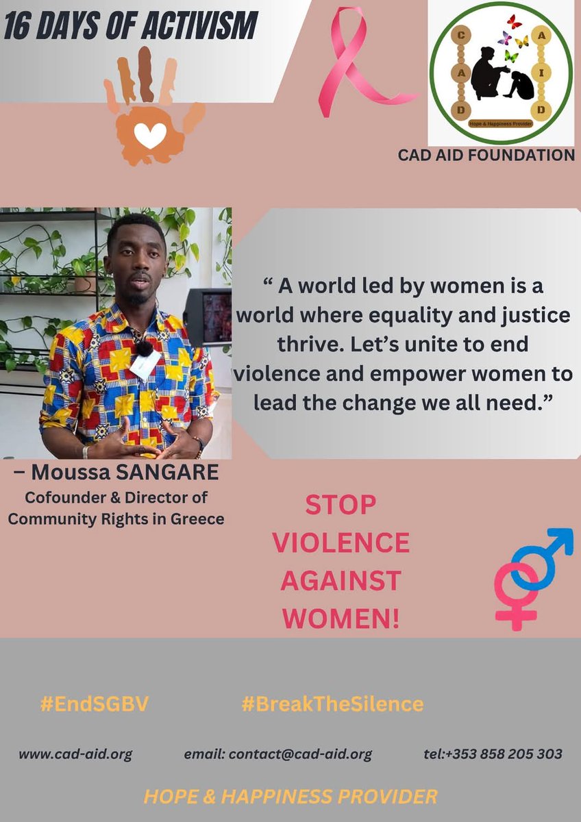 AidCad's tweet photo. 🌍 INTERNATIONAL HUMAN RIGHTS DAY | CLOSURE OF THE 16 DAYS OF ACTIVISM 🎗️♀️♂️ 🌍

Today, December 10, marks the end of the 16 Days of Activism Against Gender-Based Violence, coinciding with International Human Rights Day. 
@AU_CIEFFA @MambouCarine @alainfoka2005 @Claudy_Siar https://t.co/HKNE1kQIT2