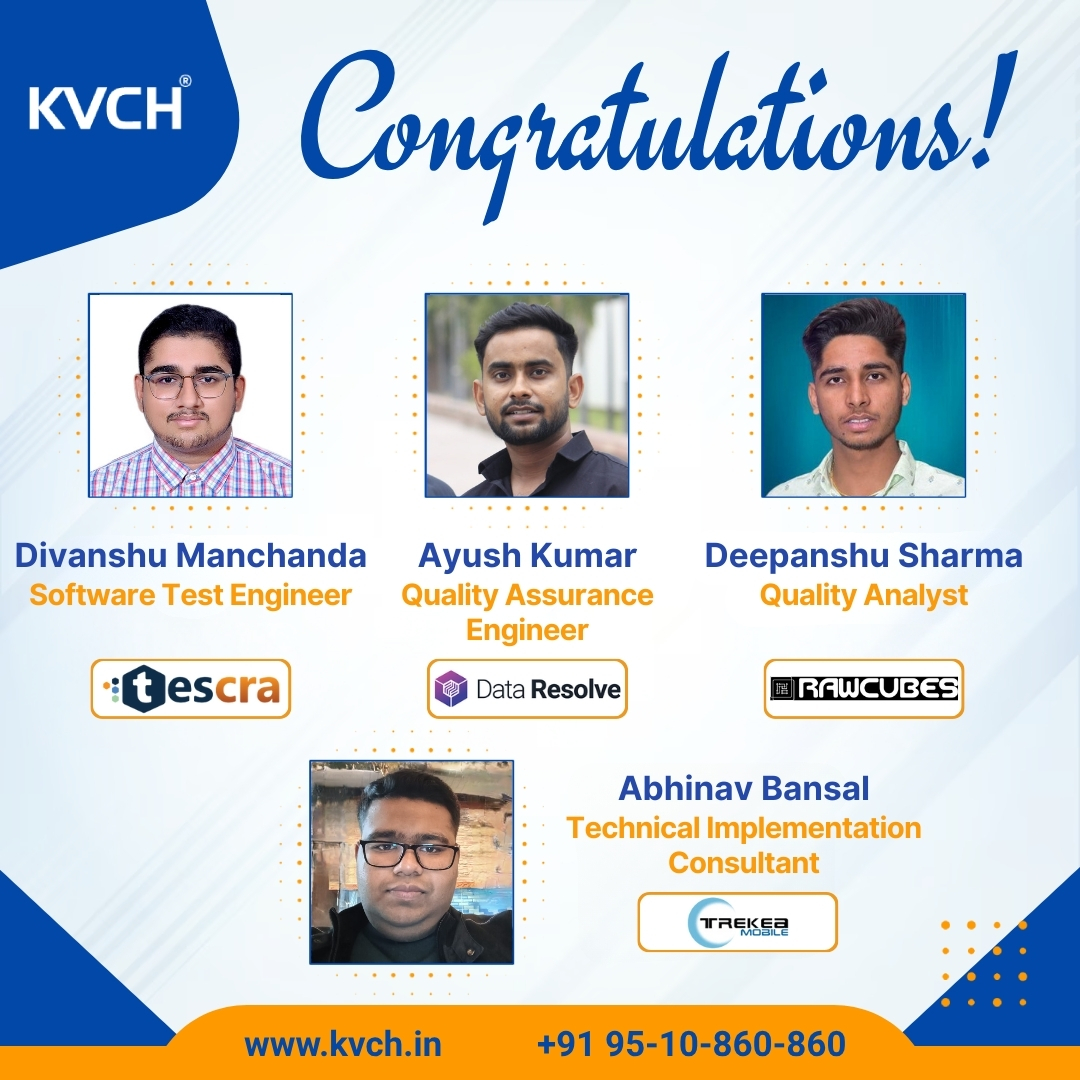 kvchnoida's tweet photo. 🎉 Congratulations to Our Students on Their Amazing Placements!🚀

#QualityAssurance #QualityAnalyst #TechCareers #TechTraining #ITJobs #SoftwareDevelopment #CareerSuccess #CareerGrowth #TestingCareers #PlacedStudents #TechTraining #BTech #BCA #KVCH #LearnSoftwareTesting https://t.co/7CAFd7Pq50