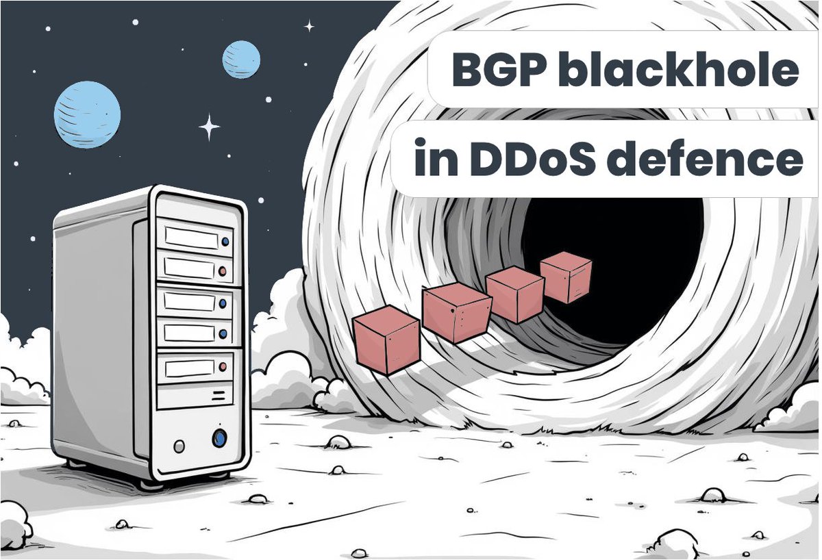 FastNetMon's tweet photo. What is BGP black hole and how to set it up for efficient DDoS mitigation? Read about it in our new blog post!
Read here: https://t.co/Nra7yWLdeC
#DDoSMitigation #NetworkSecurity #BGP #BGPBlackHole #BlackHoleRouting #RTBH #Cybersecurity #DDoS https://t.co/tE1SSSuL90