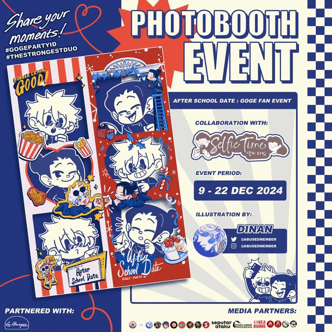 Step into the frame and strike a pose with Gojo and Geto-The Strongest Duo is waiting for you! 📸✨

AFTER SCHOOL DATE Photobooth Event by @GogepartyID
Frame by @abusedmember
📅: 9-22 December 2024
 📍: @selfietimeid, All across Indonesia

Take a snap and tag us! #GOGEPARTYID 