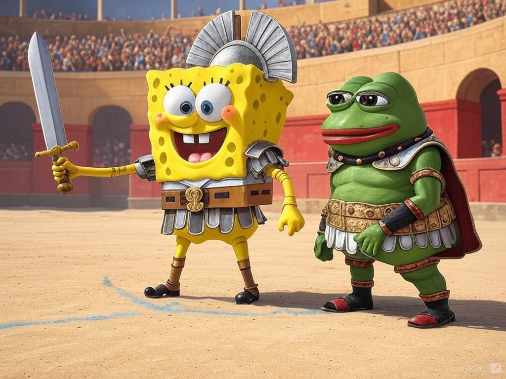 BlandiniH's tweet photo. @spongeoneth a luta das memecoins não tem fim Imagem por @grok https://t.co/DwT9kfrxD1