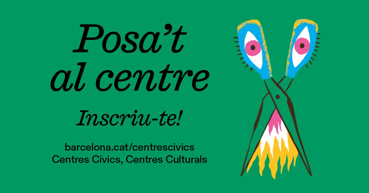 Inscripcions obertes per als tallers d'hivern dels #CentresCívicsBCN!

🧑‍💻 Aquest trimestre pots aprendre sense sortir del districte un idioma nou, iniciar-te en la poesia o perdre la por a l’ordinador. N'hi ha per triar i remenar!

Més informació a:
👉 ajuntament.barcelona.cat/santandreu/ca/…