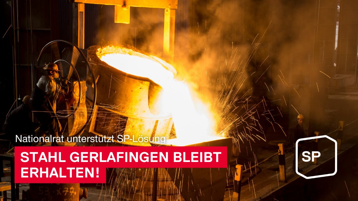 Good News! Der Nationalrat unterstützt den von der SP vorgeschlagenen Plan, um Stahl Gerlafingen zu retten. Diese schnelle Massnahme soll Arbeitsplätze sichern und die Kreislaufwirtschaft in der Schweiz erhalten.
👉sp-ps.ch/artikel/dank-s…