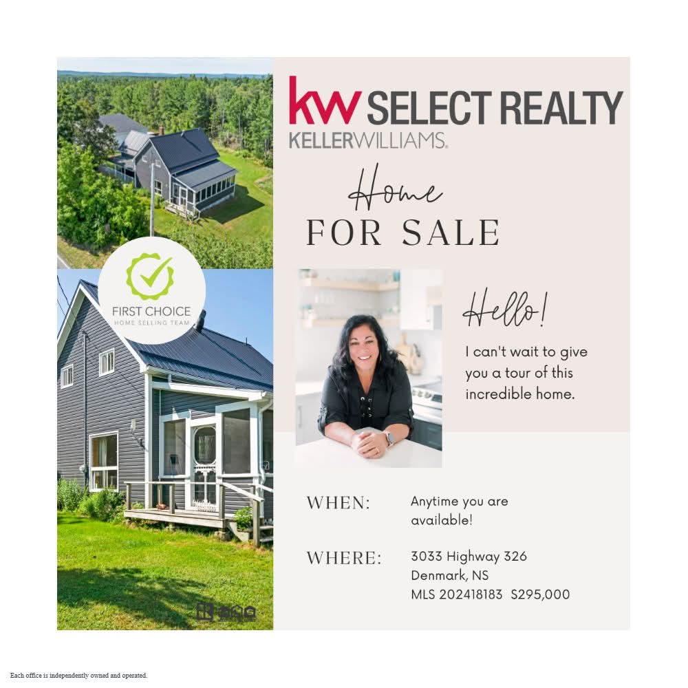 askshellyfirst's tweet photo. Nestled in 1.2 acres of rural beauty, welcome to your next New Home! Located near Tatamagouche,NS. Check out the 2 storey, with basement barn!!
#askshellyfirst #kellerwilliams #kwselect #homebuyers #homesellers #novascotia #realestate #halifax #homesforsale https://t.co/vvQBhTGqWw
