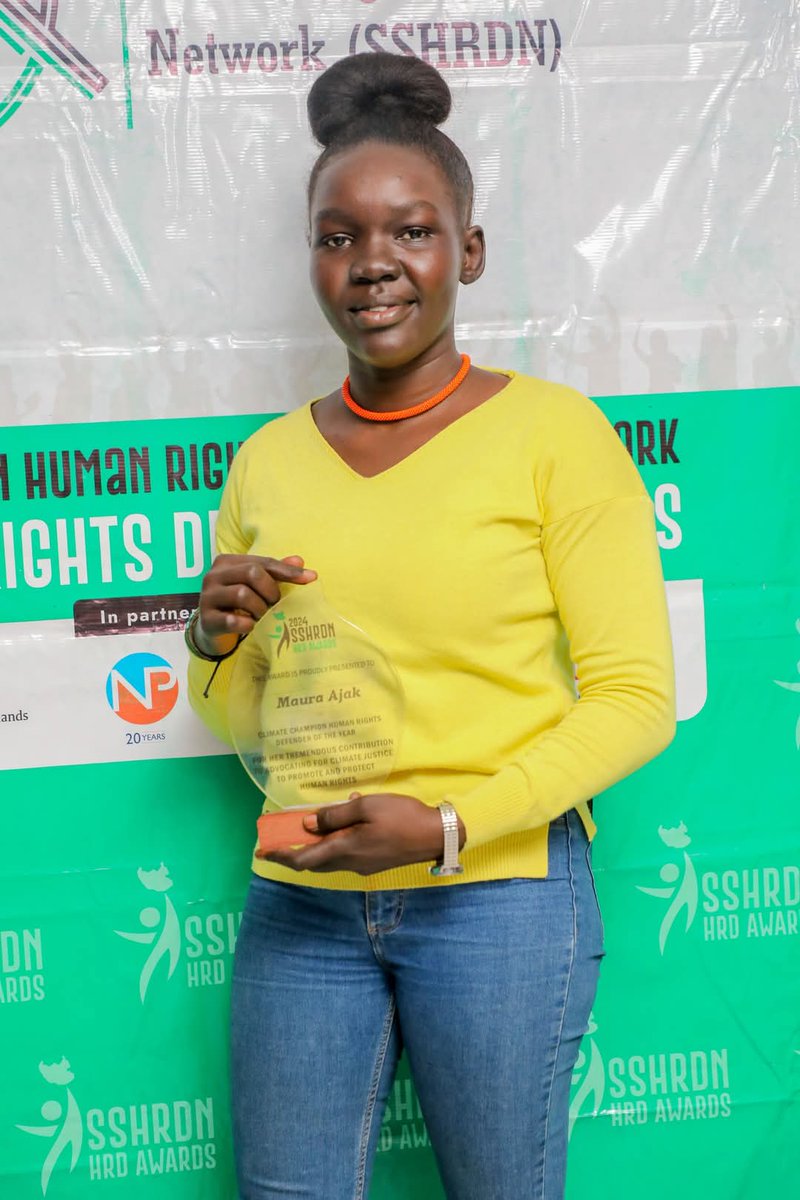 Maura_Ajak89's tweet photo. I'm humbled and honoured to receive the "Climate Champion Human Rights Defender of the Year Award"  @sshrdNetwork 
This is a reflection of a team work, efforts &amp; support. I'm dedicating this recognition to the people who were part of my journey.
#InternationalHumanRightsDay2024 https://t.co/H2evkwRjfH