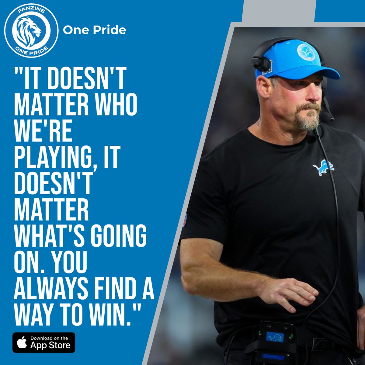 OnePride_app's tweet image. #Lions HC Dan Campbell speaking to the team in the locker room🗣️❤️

"It doesn't matter who we're playing, it doesn't matter what's going on. You always find a way to win." #OnePride