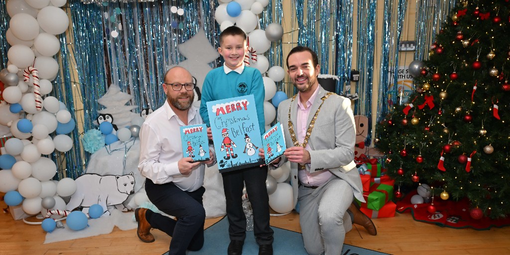 belfastcc's tweet photo. NEWS:  Festive cheer for Cranmore Integrated Primary School pupils as they help design the Lord Mayor’s Christmas Card this year https://t.co/D3UDlapX87 

@micky_murray https://t.co/sePP08YCXv