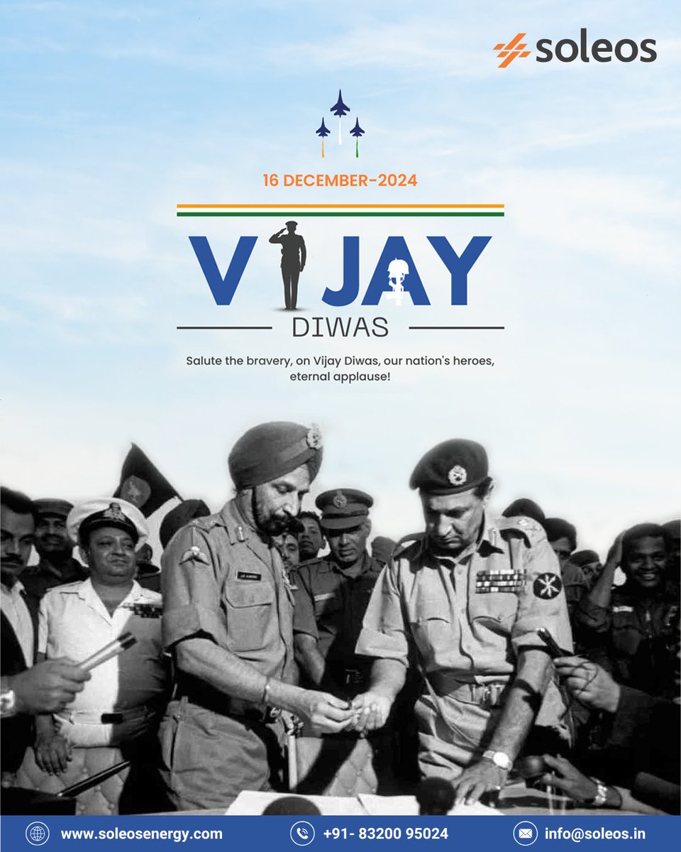 SoleosEnergy's tweet photo. On this day, we honor the courage, valor, and sacrifice of our armed forces who ensured India's glorious victory in 1971. Their legacy inspires us every day. 🇮🇳✨

#VijayDiwas #HeroesOfIndia #PrideOfIndia #SaluteToBravery https://t.co/xRP69iDvGe