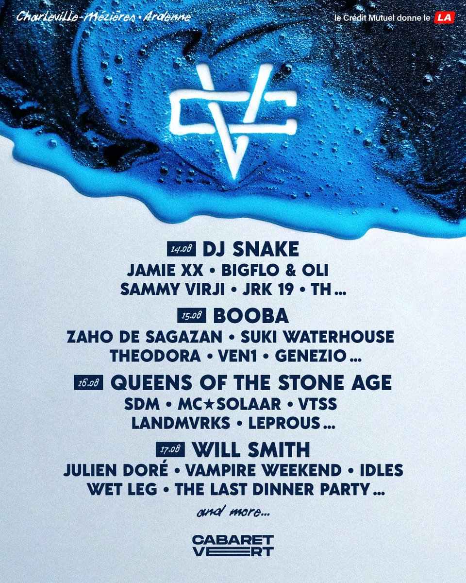 CABARET VERT 2025 - LA VIE EN BLEU 💙

Nous sommes heureux de vous présenter les 1ers noms de la 19e édition du Cabaret Vert. Une “blue edition” aventureuse et vibrante à partager du 14 au 17 août dans les Ardennes.

Toute la billetterie -> cabaretvert.com

#cabaretvert