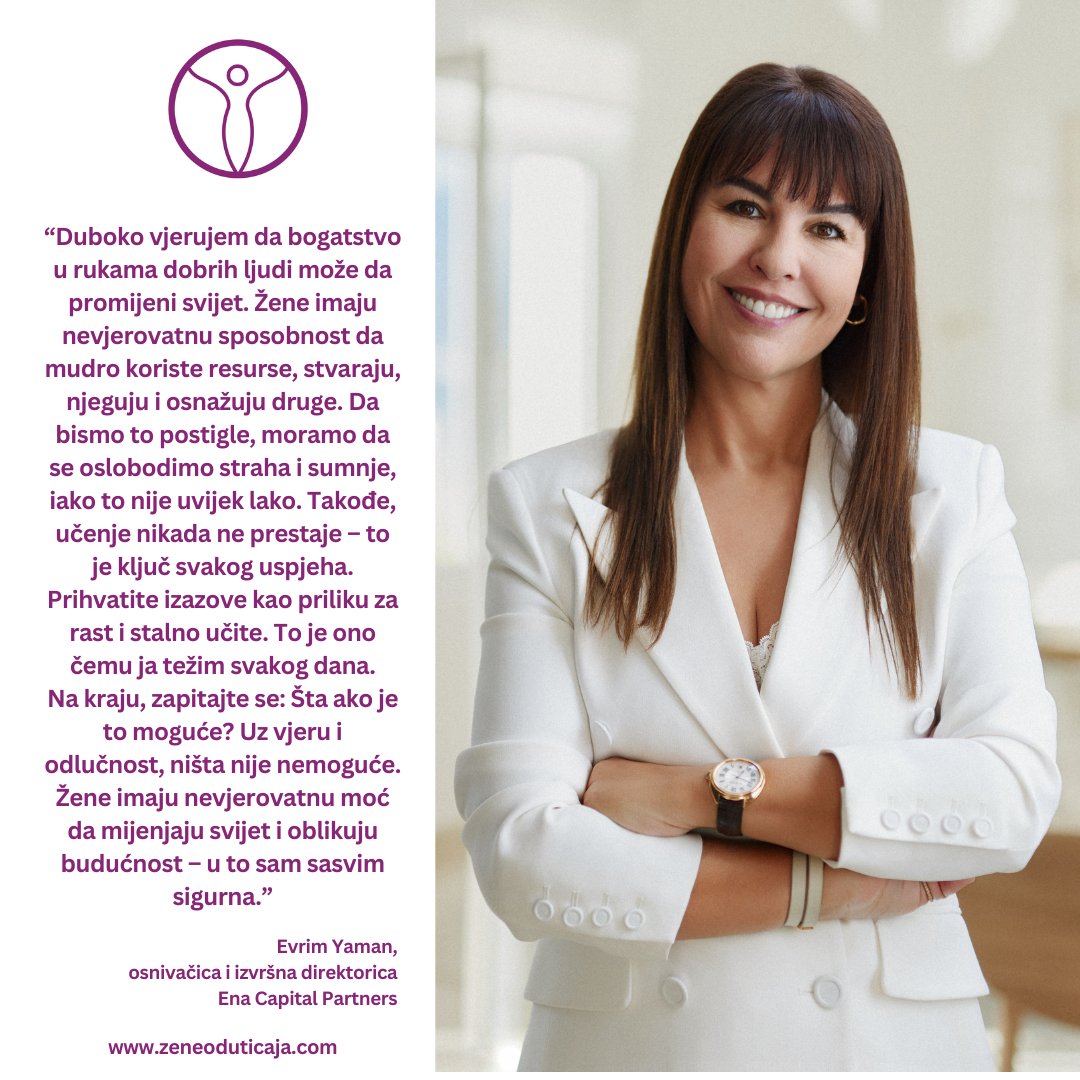 zeneoduticaja's tweet photo. Intervju sa Evrim Yaman (Ena Capital Partners): Žene imaju nevjerovatnu sposobnost da mudro koriste resurse, stvaraju, njeguju i osnažuju druge.
Link:  https://t.co/HjYHrmXuFd https://t.co/ZV1CbCKtPf