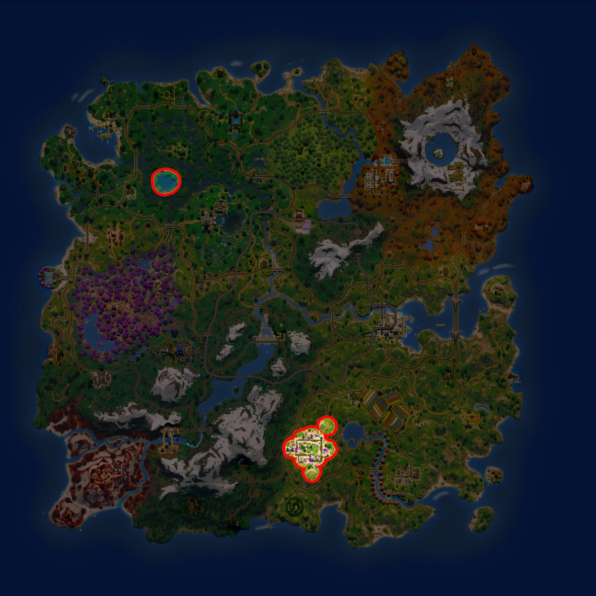 TheBriteFuture's tweet photo. @Guille_GAG @LHibAlt My finding method only found 2 major differences.
(Masked Meadows is brighter on the mini-map and now has some pink trees) https://t.co/swxhx9SHfv