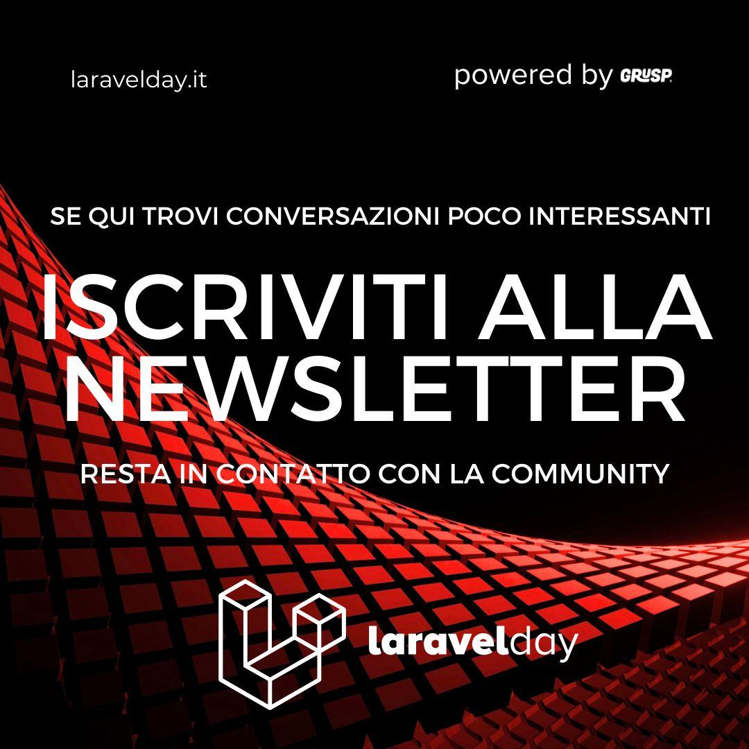 LaravelDayIt's tweet image. Le conversazioni qui sopra non sono più così interessanti? 
Iscriviti alla newsletter
📧 laravelday.it/welcome/
Seguici su LinkedIn 
💼 bit.ly/3OKpz7c 
--- 
grusp.org | Miglioriamo l'ecosistema dello sviluppo web.