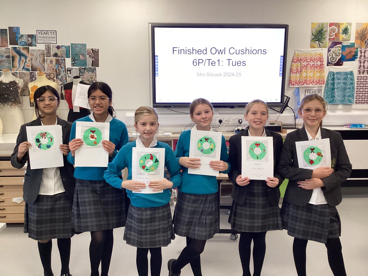 #BGSYr6 #BGSTextiles students are #BGSCreative producing  individual wreath designs using the appliqué skills they developed this term while making their gorgeous Owl cushions. Great job girls, it’s lovely to see your #BGSConfident  approach coupled with great team work. Bon Noel