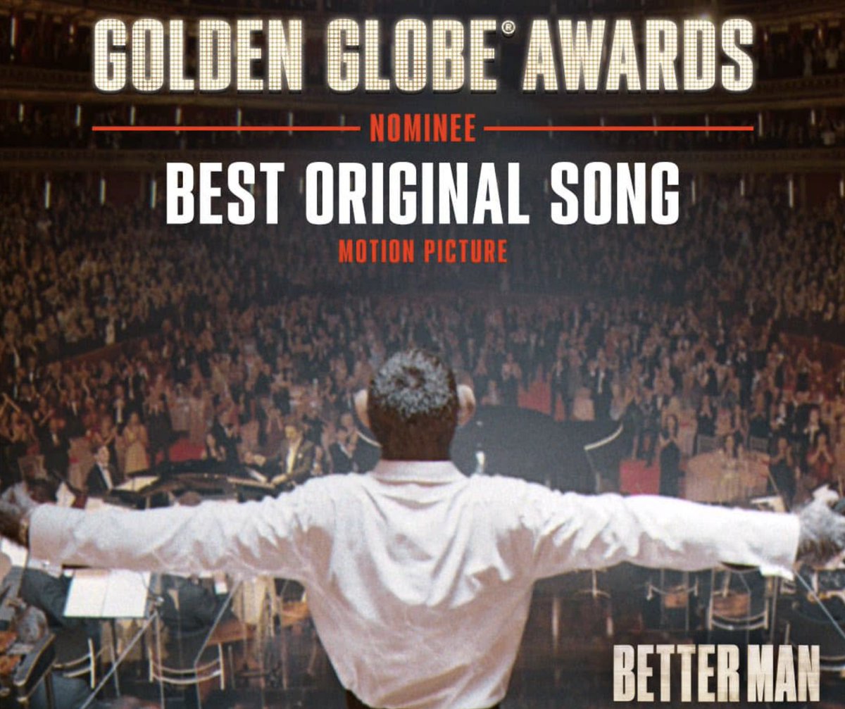 robbiewilliams's tweet photo. 'Forbidden Road' from the Better Man soundtrack is nominated for 'Best Original Song, Motion Picture' at the 82nd Annual @goldenglobes .
Music &amp; Lyrics by: Robbie Williams, Freddy Wexler, Sacha Skarbek. https://t.co/3hnFxgONg4