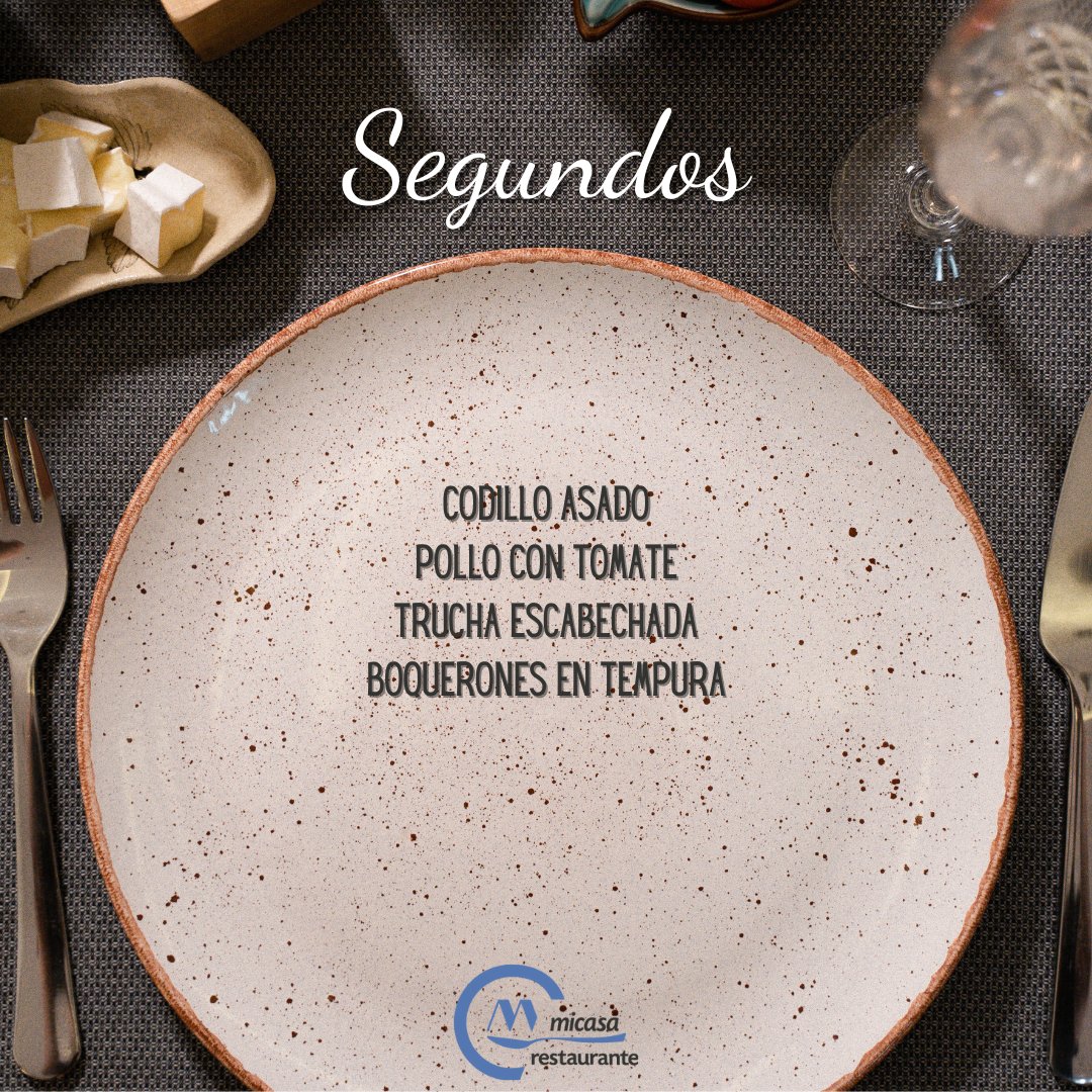 micasarestau's tweet photo. ¿Qué tal vuestro super fin de semana? Vamos a entrar en calor con nuestro menú del día 🍽️ 
.
.
#menudeldia #comerbien #comercomoencasa #cuellar #menudeldiacuellar #comerencuellar #turismocuellar #cocinacasera https://t.co/r0TfimzgL5