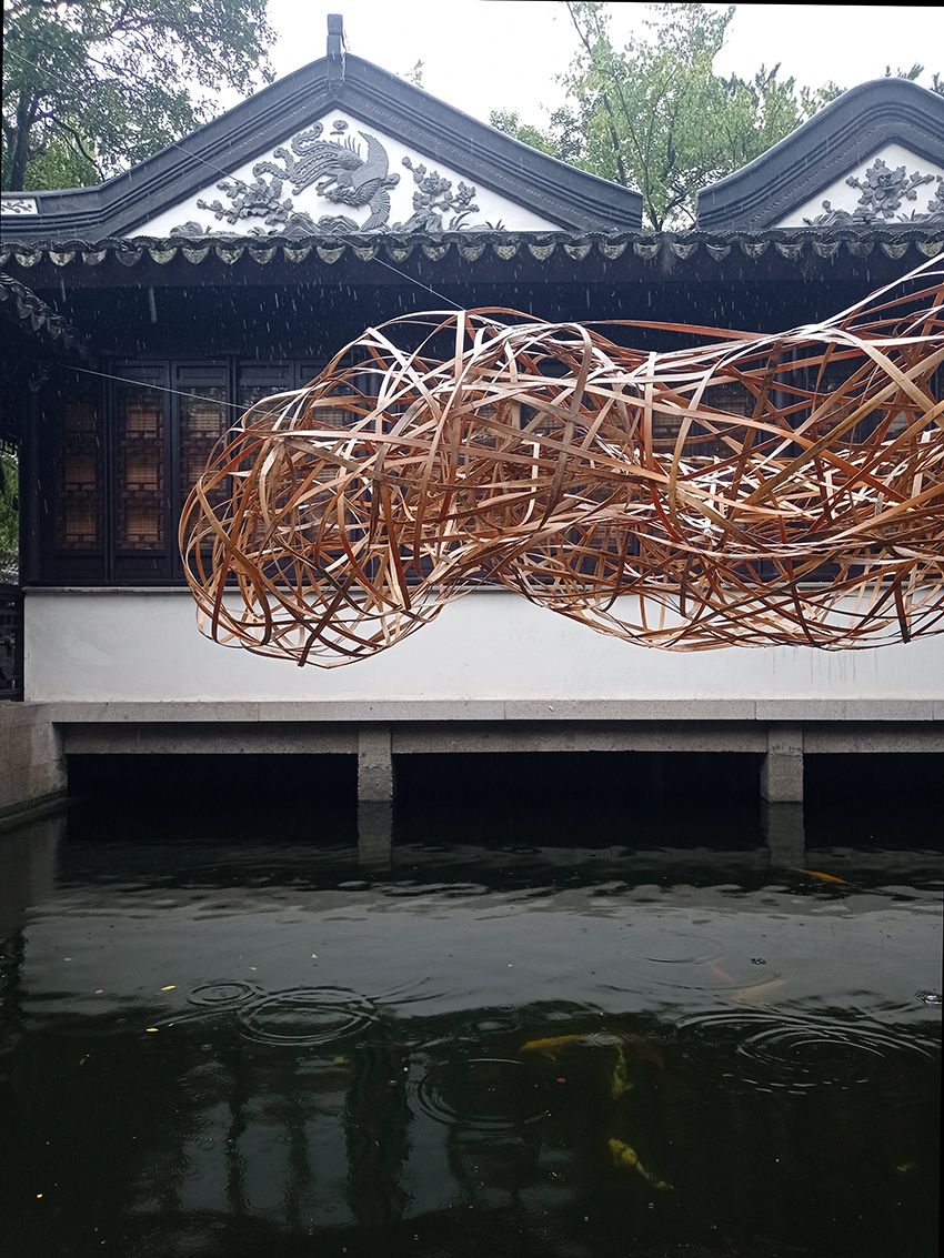 designboom's tweet photo. bamboo-weaved cloud installation floats above three traditional chinese gardens https://t.co/jO5UhZrsWt https://t.co/MQEVK7Nhfy