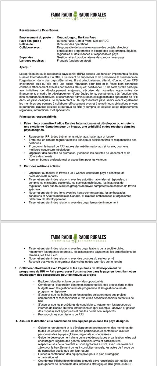 MartinfayeMf's tweet photo. Le réseau Radios Rurales Internationales cherche son directeur Afrique.
 Bonne chance https://t.co/XGCXX0V3so