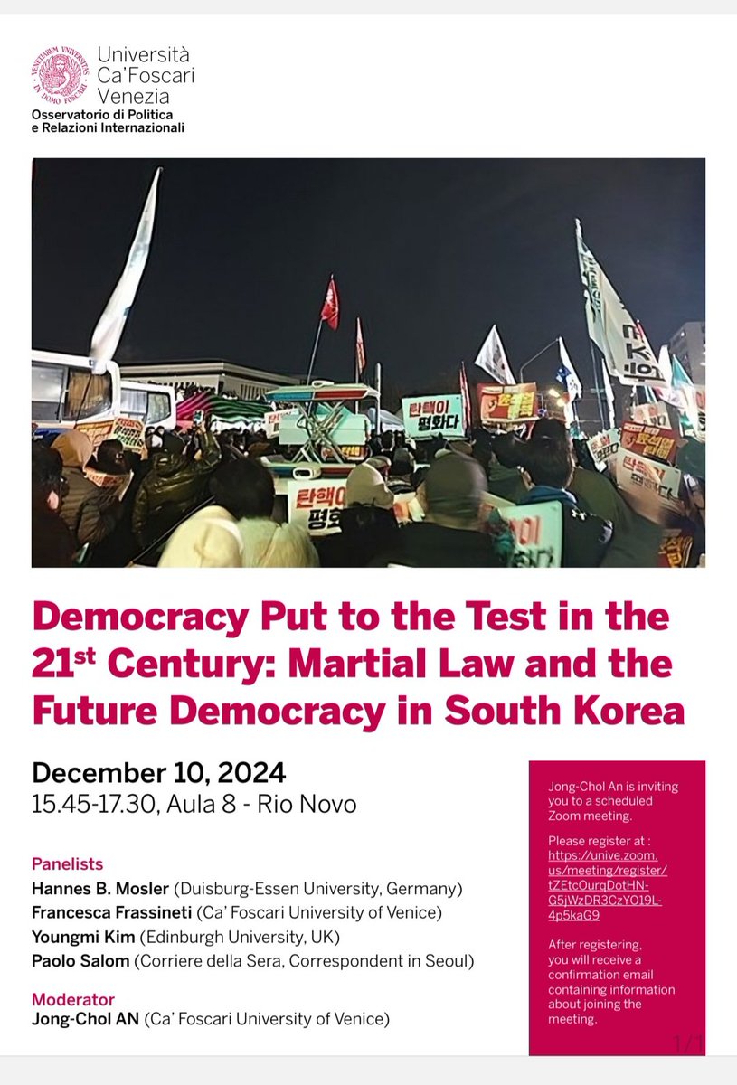 Fra_Frassineti's tweet photo. Join us today at 3:45 pm (CET) for a roundtable discussion on South Korea's turmoil amid leadership crisis.
Registration link👇https://t.co/tZDI38LnNB https://t.co/7qtLLBKpbp