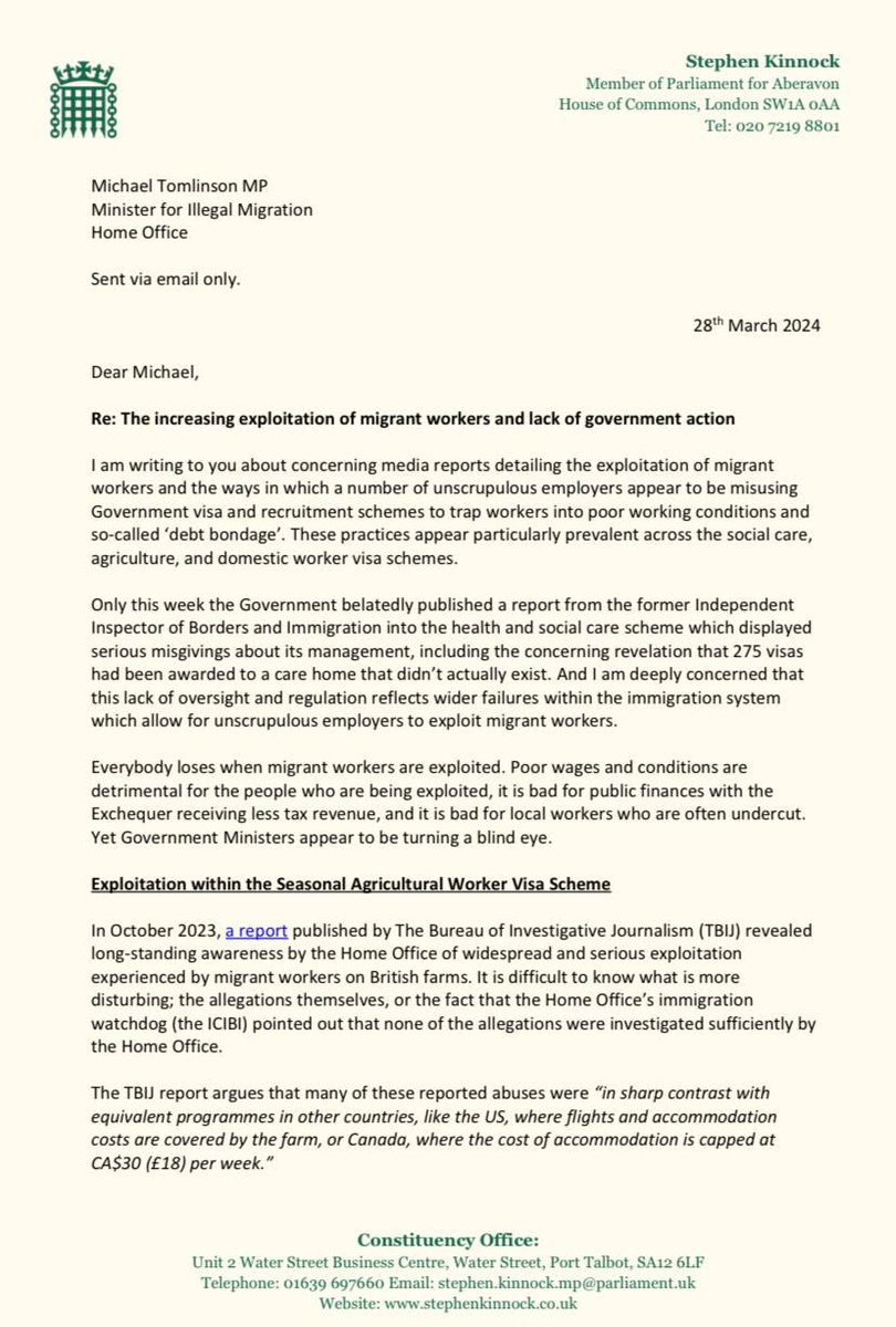 Kalayaan🧡 (@kalayaan) on Twitter photo Today marks #HumanRightsDay, a day we reflect on progress & ongoing challenges. Heres our year wrapped in 12 tweets 🧵
1/ In Jan, former shadow minister <a href="/SKinnock/">Stephen Kinnock</a> wrote to the Govt with concerns of migrant worker exploitation & lack of Govt action.
✉️ stephenkinnock.co.uk/ending-exploit… Today marks #HumanRightsDay, a day we reflect on progress & ongoing challenges. Heres our year wrapped in 12 tweets 🧵
1/ In Jan, former shadow minister <a href="/SKinnock/">Stephen Kinnock</a> wrote to the Govt with concerns of migrant worker exploitation & lack of Govt action.
✉️ stephenkinnock.co.uk/ending-exploit…