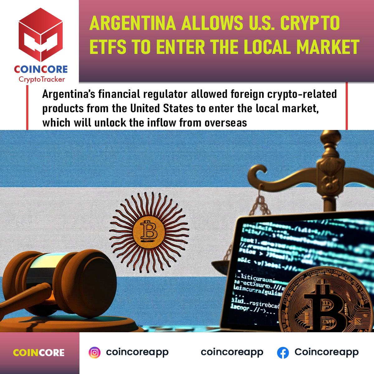 Coincoreapp's tweet photo. The board directors of Argentina‘s securities regulator, Comisión Nacional de Valores (CNV), announced that the U.S. exchange-traded fund (ETF), including crypto-related ETFs, are now available in the country.
#coincore #crypto #cryptocurrency #bitcoin #btc #argentina #etf #US https://t.co/Fzl8SqCXKe