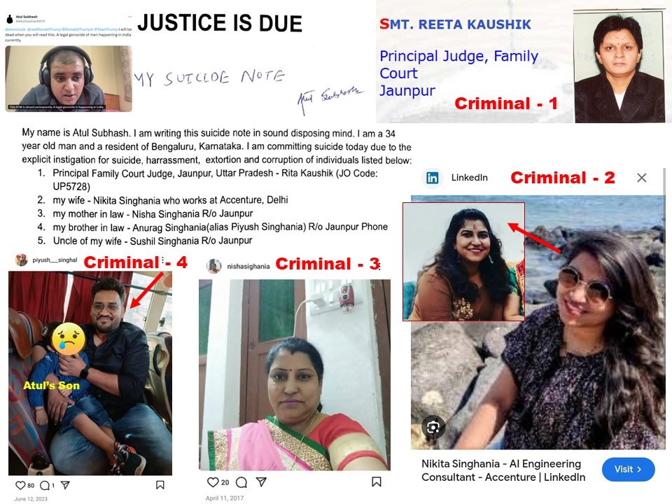 rxtxnn's tweet photo. After so much of drama, death of a very humble person
Seeing a traitor corrupt judge Reeta Kaushik and a greedy bitch Nikita Singhania
Our judiciary & police will do nothing because a man died
#JusticeForAtulSubhash
#RIPAtulSubhash
#ArrestNikitaSinghania
#ArrestReetaKaushik https://t.co/486ETEZJTi