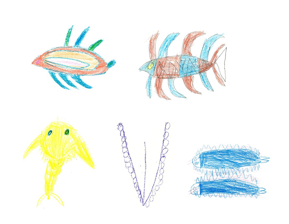 alexriesart's tweet photo. Part of an educational project I collaborated on with Tyler Rhodes; children used evolutionary principles to design their own life-forms, and I then painted a selection of them :) https://t.co/J5Dh2CdMpq