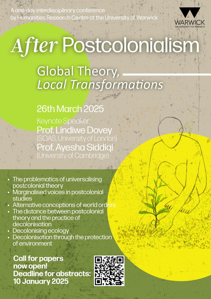 After Postcolonialism (@apwarwick2025) on Twitter photo ⏰Time is ticking! One month remains to submit your research to us.
📣In the meantime, we’re thrilled to announce our newest keynote speaker: Prof Lindiwe Dovey <a href="/lindiwedovey/">Lindiwe Dovey</a> , a distinguished scholar in Film and Screen Studues and the Principal investigator of <a href="/screenworlds1/">Screen Worlds: Decolonising Film + Screen Studies</a> ⏰Time is ticking! One month remains to submit your research to us.
📣In the meantime, we’re thrilled to announce our newest keynote speaker: Prof Lindiwe Dovey <a href="/lindiwedovey/">Lindiwe Dovey</a> , a distinguished scholar in Film and Screen Studues and the Principal investigator of <a href="/screenworlds1/">Screen Worlds: Decolonising Film + Screen Studies</a>