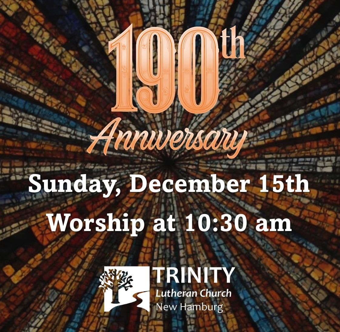 Please join us this Sunday as we celebrate 190 years of ministry! We welcome Bishop Carla Blakley; music by Trinity Choir and Trinity Handbell Ensemble.

Note that worship is one hour later than usual -- see you at 10:30 am!