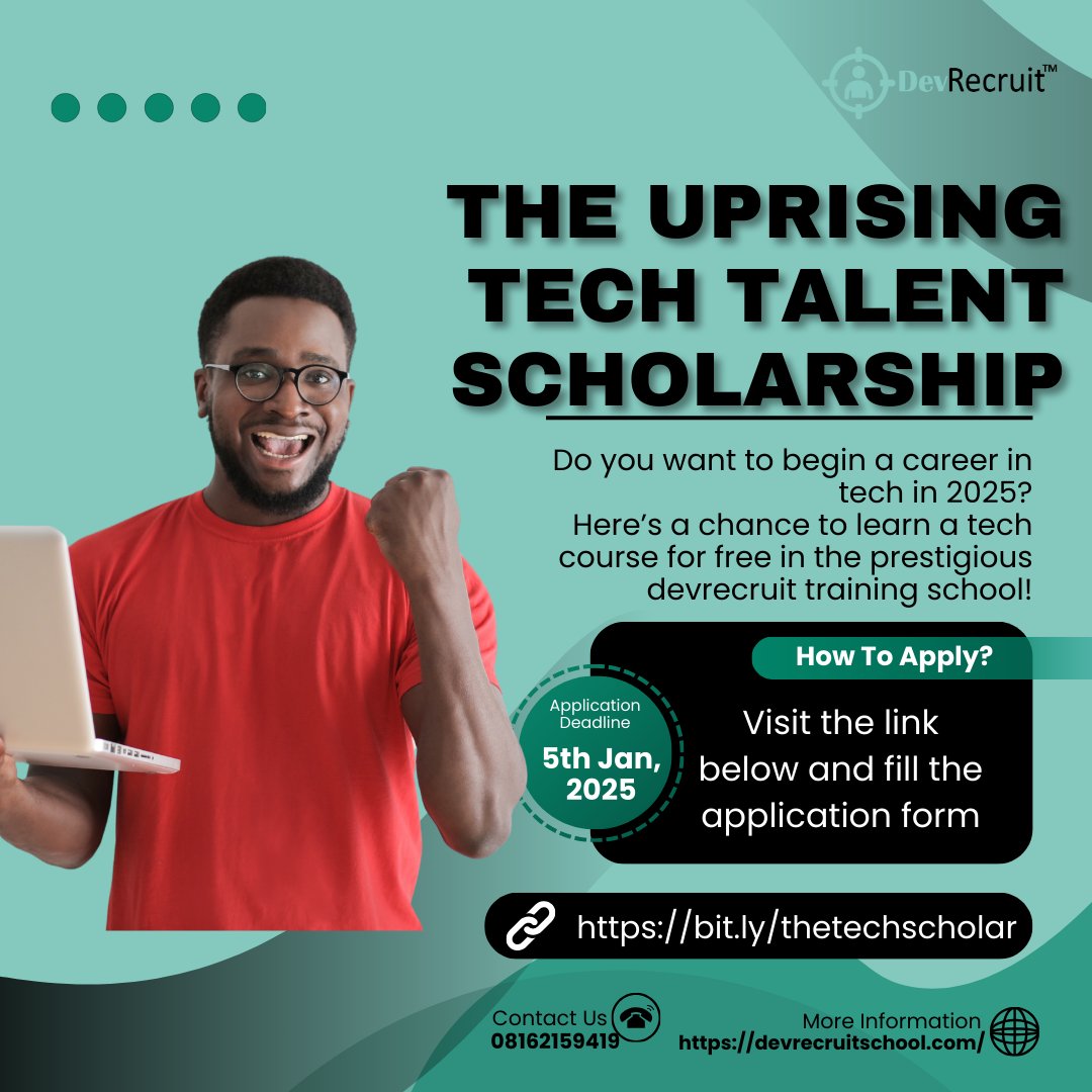 devrecruit_tech's tweet photo. Is upskilling in tech part of your resolution for next year?
If yes, itβs never too early to take a bold step toward achieving that goal.
Ready to apply? Click the link below:
πhttps://t.co/yJbGgylLGm.
#devrecruit #techscholarship https://t.co/1qozUOIZNs