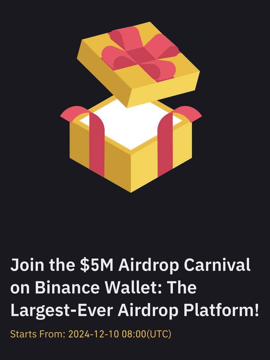 dianabinance's tweet image. $5M+ Airdrop alert 🚨🪂

#Binance is celebrating the revamped Binance Wallet with the $5M Airdrop Carnival!

Enjoy airdrops from Web3 projects like @BitlayerLabs @OrderlyNetwork and @prosperfi_xyz 

Promo runs from 2024-12-10 to 2025-02-28.