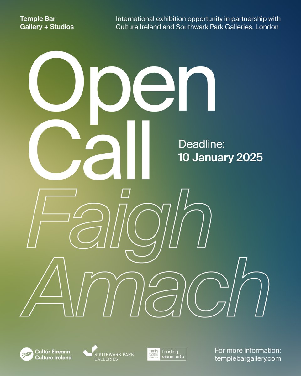 Temple Bar Gallery + Studios (@tbgands) on Twitter photo ๐ฃOPEN CALL: Are you a professional visual artist who has not yet had an international solo show?
๐๐๐๐๐ ๐ผ๐ข๐๐๐ (๐ฟ๐๐จ๐๐ค๐ซ๐๐ง) might be for you!
Apply โก๏ธ bit.ly/41tYiNJ
This is an initiative by TBG+S, <a href="/culture_ireland/">Culture_Ireland</a> + Southwark Park Galleries, London! ๐ฃOPEN CALL: Are you a professional visual artist who has not yet had an international solo show?
๐๐๐๐๐ ๐ผ๐ข๐๐๐ (๐ฟ๐๐จ๐๐ค๐ซ๐๐ง) might be for you!
Apply โก๏ธ bit.ly/41tYiNJ
This is an initiative by TBG+S, <a href="/culture_ireland/">Culture_Ireland</a> + Southwark Park Galleries, London!