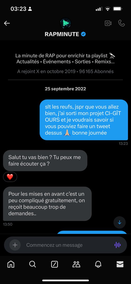 jeuneodin's tweet photo. a l’époque où je sortais CI-GÎT OURS en 2022, un peu naïf j’avais contacté pleins de média pr avoir une idée et ils utilisent tous les mêmes procédés les mêmes façons de parler et d’essayer de retourner le crâne, les médias sont des parasites du rap qui cash sur le dos d ptits https://t.co/cslaAS2EGC