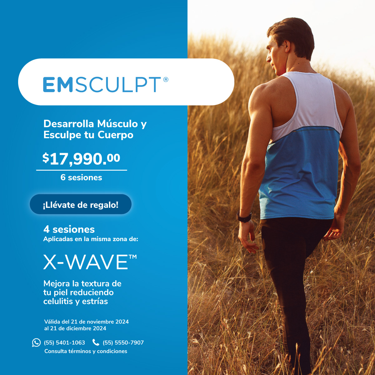 EmsculptMexico's tweet photo. 💪 Emsculpt® te Regala 4 Sesiones de X-Wave™.

En la compra de un paquete de 6 sesiones de Emsculpt, te obsequiamos 4 sesiones de X-Wave™ (en una zona).

https://t.co/Xaif2EaTfL

#TonificacionMuscular #DesarrolloMuscular #SinEstria #CelluliteFree #BTLXWave #Emsculpt https://t.co/m6pJJkKFmu