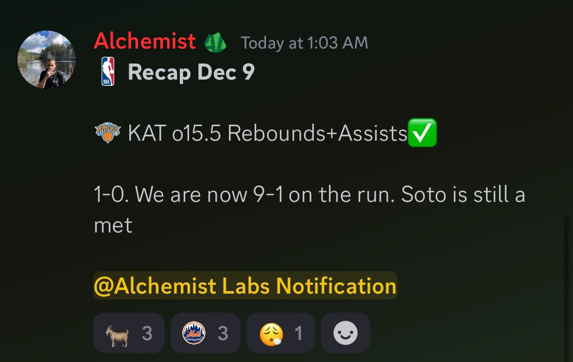 Alchemist_Picks's tweet photo. NBA Recap Dec 9

Now at a 9-1 run🔥

Just 1 play yesterday, I will have two today and post on here free for yall https://t.co/5WztVsAOUN