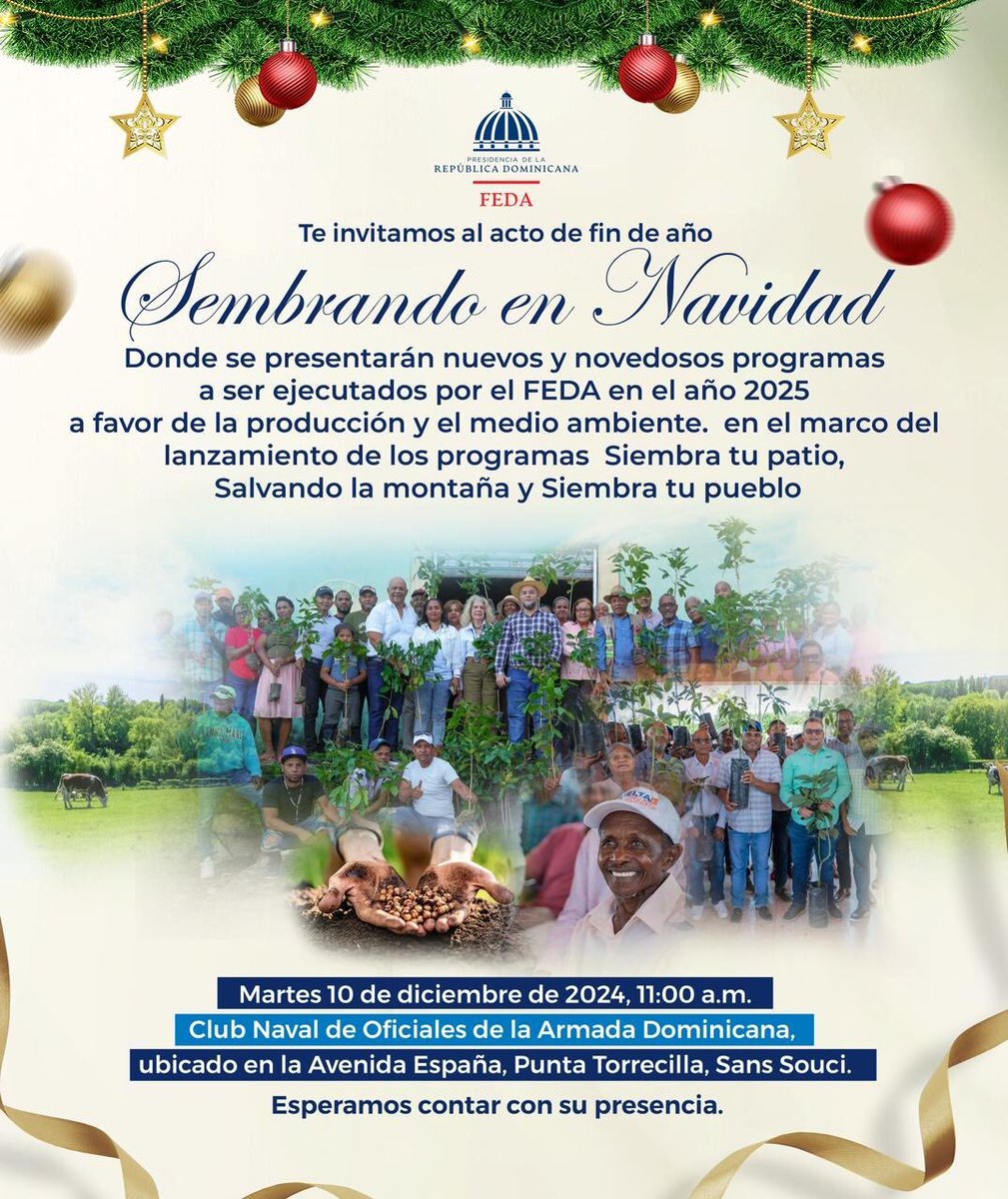 LorenGiron's tweet photo. En el #FEDA hoy iniciamos el programa #TamoenSiembra #SiembraenNavidad @caamanovive @rafaeluceta @luisabinader @LuisValdezVeras @PresidenciaRD https://t.co/NqM6zKtw6z