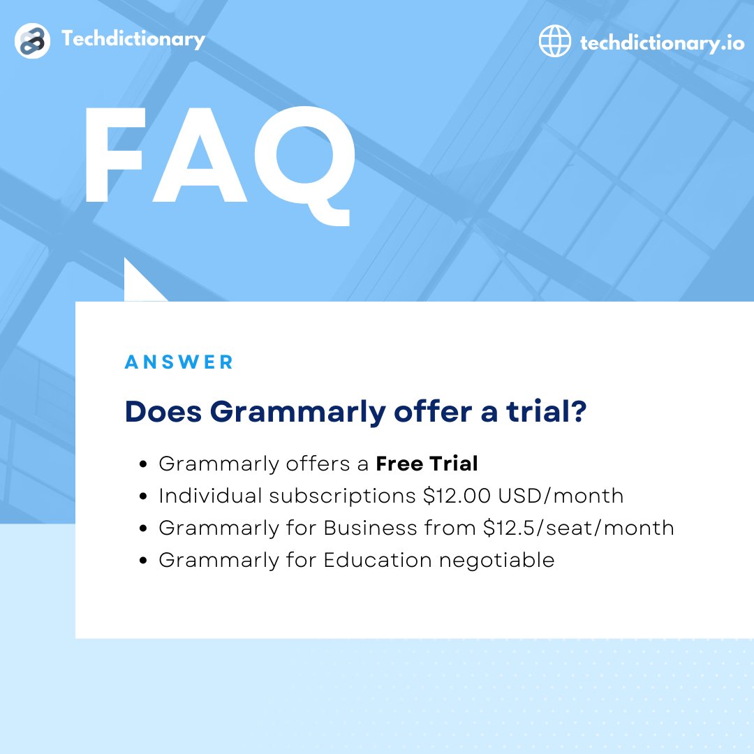 TechDictionaryy's tweet image. [FAQ] Frequently Asked Questions When Using Grammarly 
Discover answers to common questions about Grammarly! Learn how to maximize its features for better writing.  
#Grammarly #FAQ #TechDictionary #WritingTips #aiwriting #AItools #FAQ