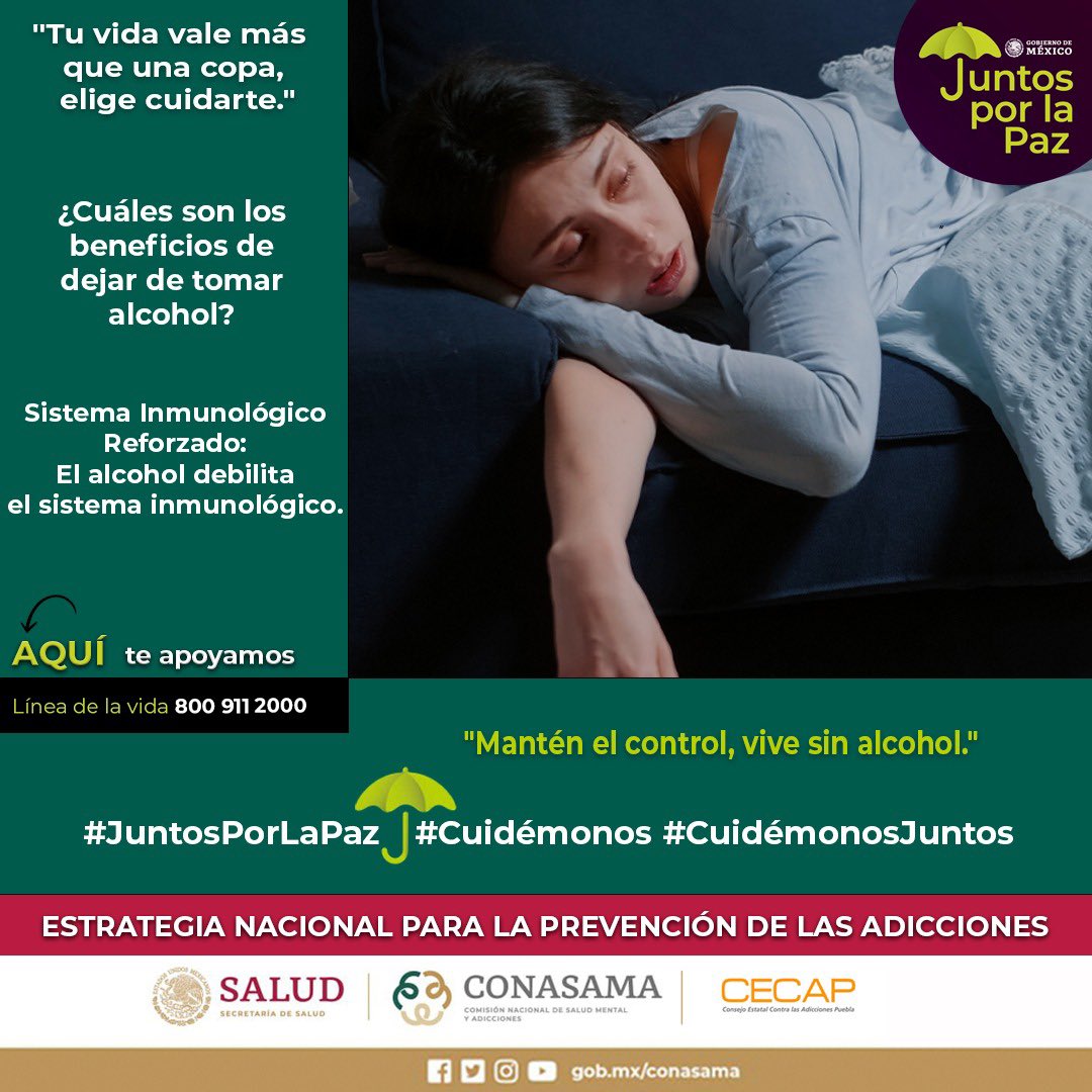 CECAPoficial's tweet photo. El consumo regular de alcohol debilita el sistema inmunológico, haciéndote más susceptible a enfermedades. Al dejar de beber, fortaleces tus defensas naturales y te ayudas a prevenir infecciones y enfermedades comunes.  

#DefensasFuertes #Inmunidad #SaludGeneral https://t.co/vjybasQkOg